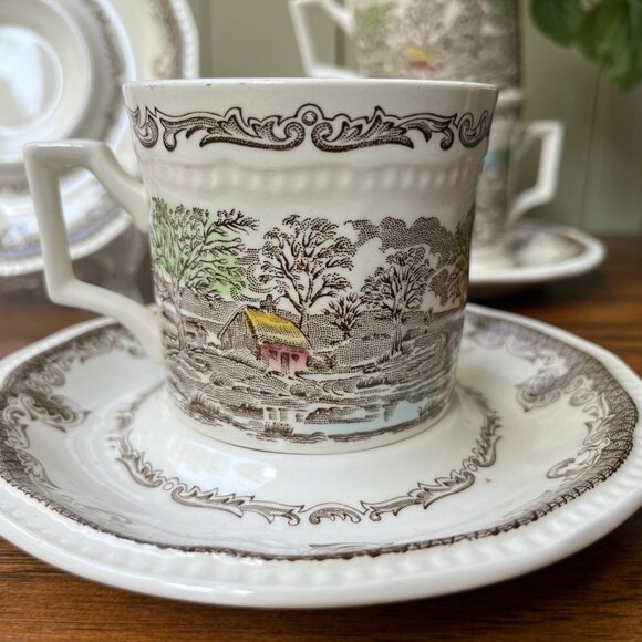 Shakespeare's Sonets Kensington Anne Hathaway 4 Ironstone Pair Cups & Saucers - Picture 6 of 16